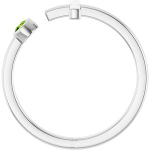 14K White Gold Natural Peridot Negative Space Cross Ring