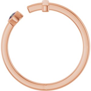 14K Rose Gold Natural Alexandrite Negative Space Cross Ring