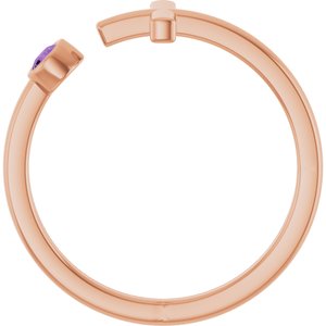 14K Rose Gold Natural Amethyst Negative Space Cross Ring