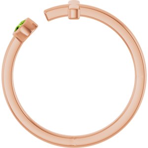 14K Rose Gold Natural Peridot Negative Space Cross Ring
