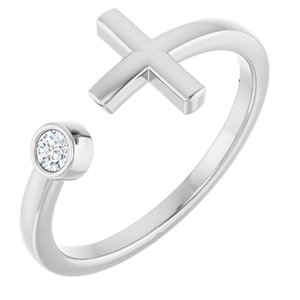 14K White Gold .06 CTW Natural Diamond Negative Space Cross Ring