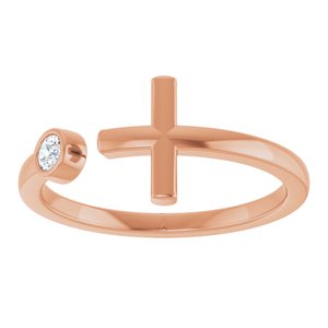 14K Rose Gold .06 CTW Natural Diamond Negative Space Cross Ring