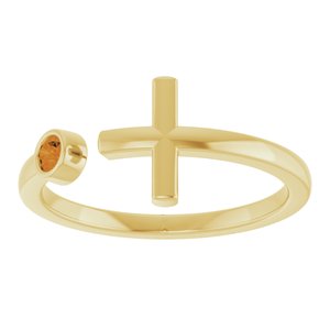 14K Yellow Gold Natural Citrine Negative Space Cross Ring