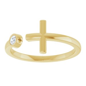 14K Yellow Gold .06 CTW Natural Diamond Negative Space Cross Ring
