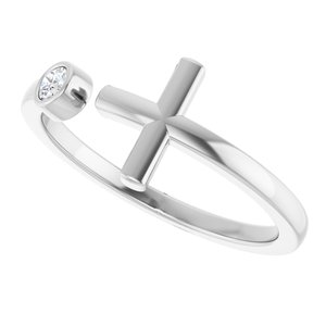 14K White Gold .06 CTW Natural Diamond Negative Space Cross Ring