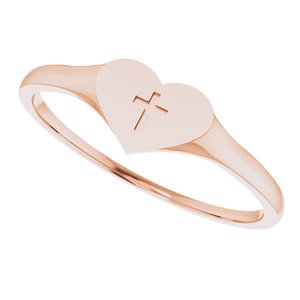 14K Rose Gold Youth Heart & Cross Ring