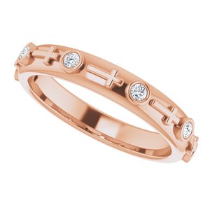 14K Rose Gold 1/8 CTW Natural Diamond Cross Ring
