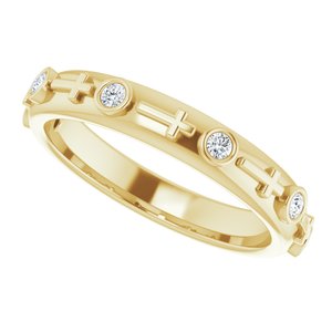 14K Yellow Gold 1/8 CTW Natural Diamond Cross Ring