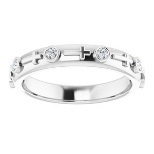 14K White Gold 1/8 CTW Natural Diamond Cross Ring