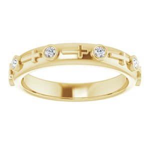 14K Yellow Gold 1/8 CTW Natural Diamond Cross Ring