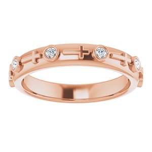 14K Rose Gold 1/8 CTW Natural Diamond Cross Ring