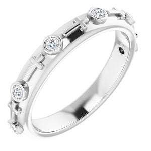 Sterling Silver 1/8 CTW Natural Diamond Cross Ring