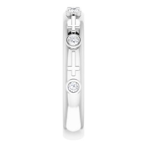 Sterling Silver 1/8 CTW Natural Diamond Cross Ring