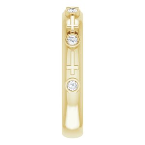 14K Yellow Gold 1/8 CTW Natural Diamond Cross Ring