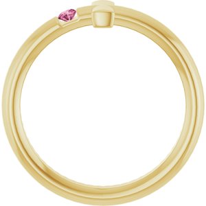 14K Yellow Gold Natural Pink Tourmaline Sideways Cross Ring