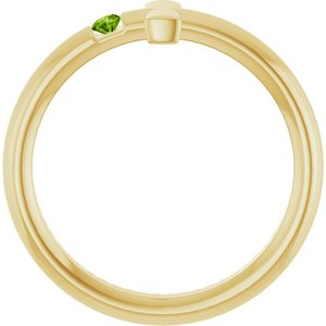 14K Yellow Gold Natural Peridot Sideways Cross Ring