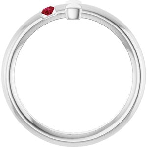 Platinum Natural Ruby Sideways Cross Ring