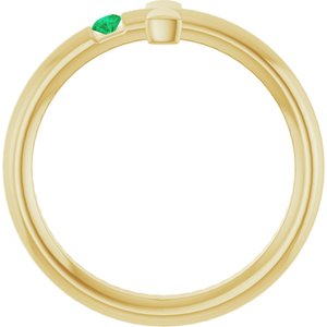 14K Yellow Gold Natural Emerald Sideways Cross Ring