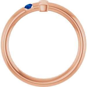 14K Rose Gold Natural Blue Sapphire Sideways Cross Ring