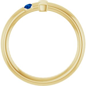 14K Yellow Gold Natural Blue Sapphire Sideways Cross Ring