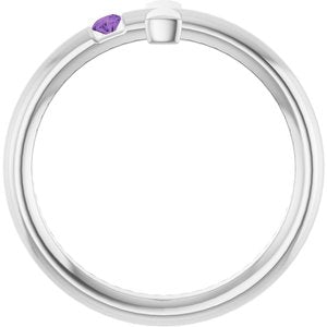 Platinum Natural Amethyst Sideways Cross Ring