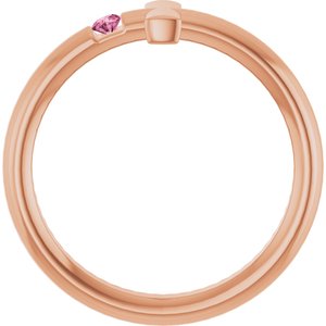 14K Rose Gold Natural Pink Tourmaline Sideways Cross Ring