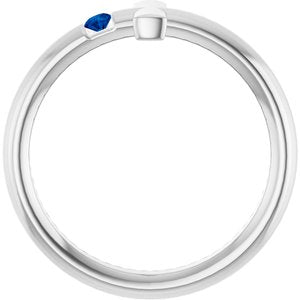 Sterling Silver Natural Blue Sapphire Sideways Cross Ring