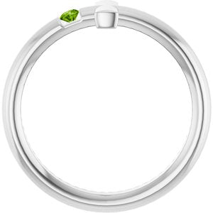 Platinum Natural Peridot Sideways Cross Ring