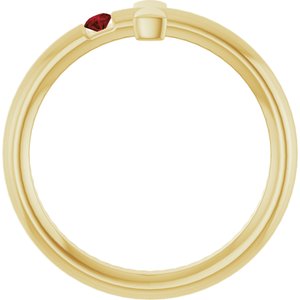14K Yellow Gold Natural Mozambique Garnet Sideways Cross Ring