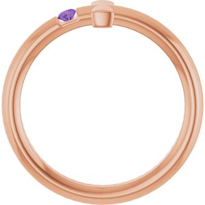 14K Rose Gold Natural Amethyst Sideways Cross Ring