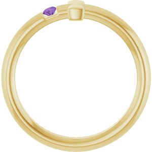 14K Yellow Gold Natural Amethyst Sideways Cross Ring