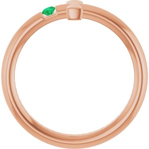 14K Rose Gold Natural Emerald Sideways Cross Ring
