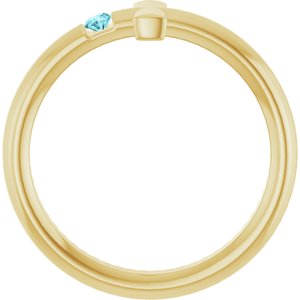 14K Yellow Gold Natural Blue Zircon Sideways Cross Ring