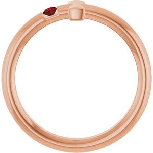 14K Rose Gold Natural Mozambique Garnet Sideways Cross Ring