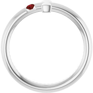 Platinum Natural Mozambique Garnet Sideways Cross Ring