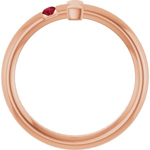 14K Rose Gold Natural Ruby Sideways Cross Ring