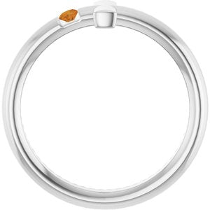 Platinum Natural Citrine Sideways Cross Ring