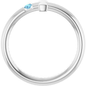 Platinum Natural Aquamarine Sideways Cross Ring