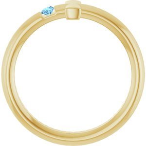 14K Yellow Gold Natural Aquamarine Sideways Cross Ring
