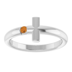 Platinum Natural Citrine Sideways Cross Ring