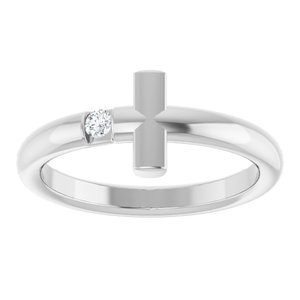 Platinum .05 CTW Natural Diamond Sideways Cross Ring