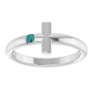 Sterling Silver Natural Alexandrite Sideways Cross Ring