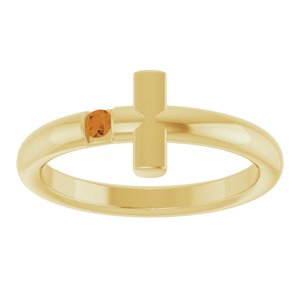 14K Yellow Gold Natural Citrine Sideways Cross Ring
