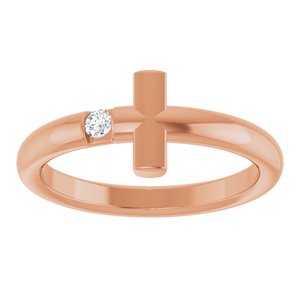 14K Rose Gold .05 CTW Natural Diamond Sideways Cross Ring
