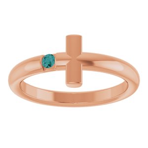 14K Rose Gold Natural Alexandrite Sideways Cross Ring