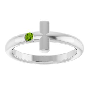 Sterling Silver Natural Peridot Sideways Cross Ring