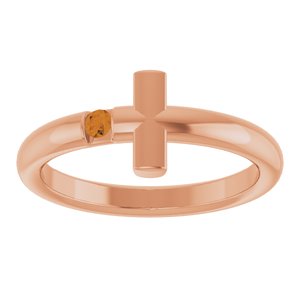 14K Rose Gold Natural Citrine Sideways Cross Ring