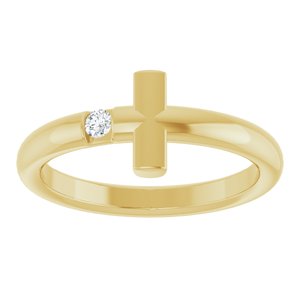 14K Yellow Gold .05 CTW Natural Diamond Sideways Cross Ring