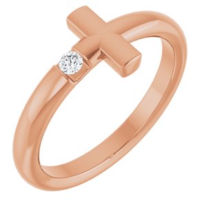 14K Rose Gold .05 CTW Natural Diamond Sideways Cross Ring