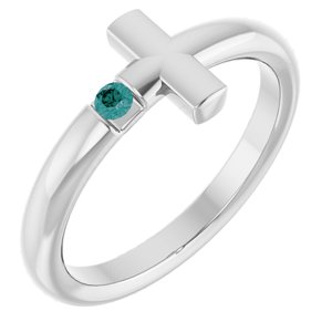Sterling Silver Natural Alexandrite Sideways Cross Ring